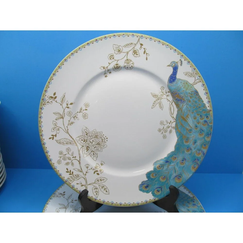 222 Fifth Peacock Garden Dinner Plates 10 3/4